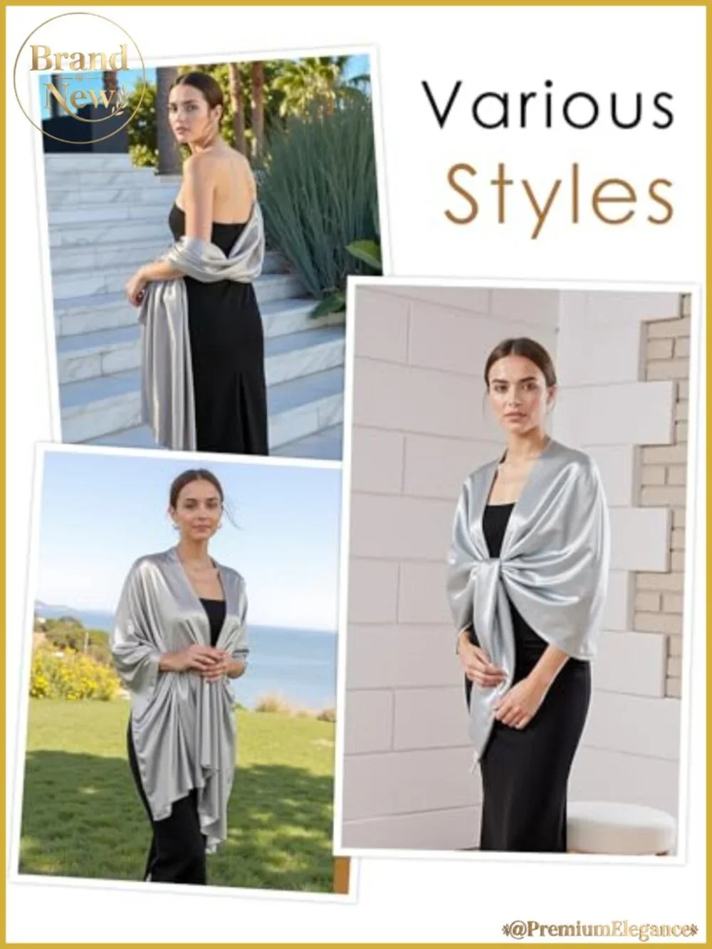 Satin Shawl Wrap Women Formal Evening Dress Scarf Cover Up